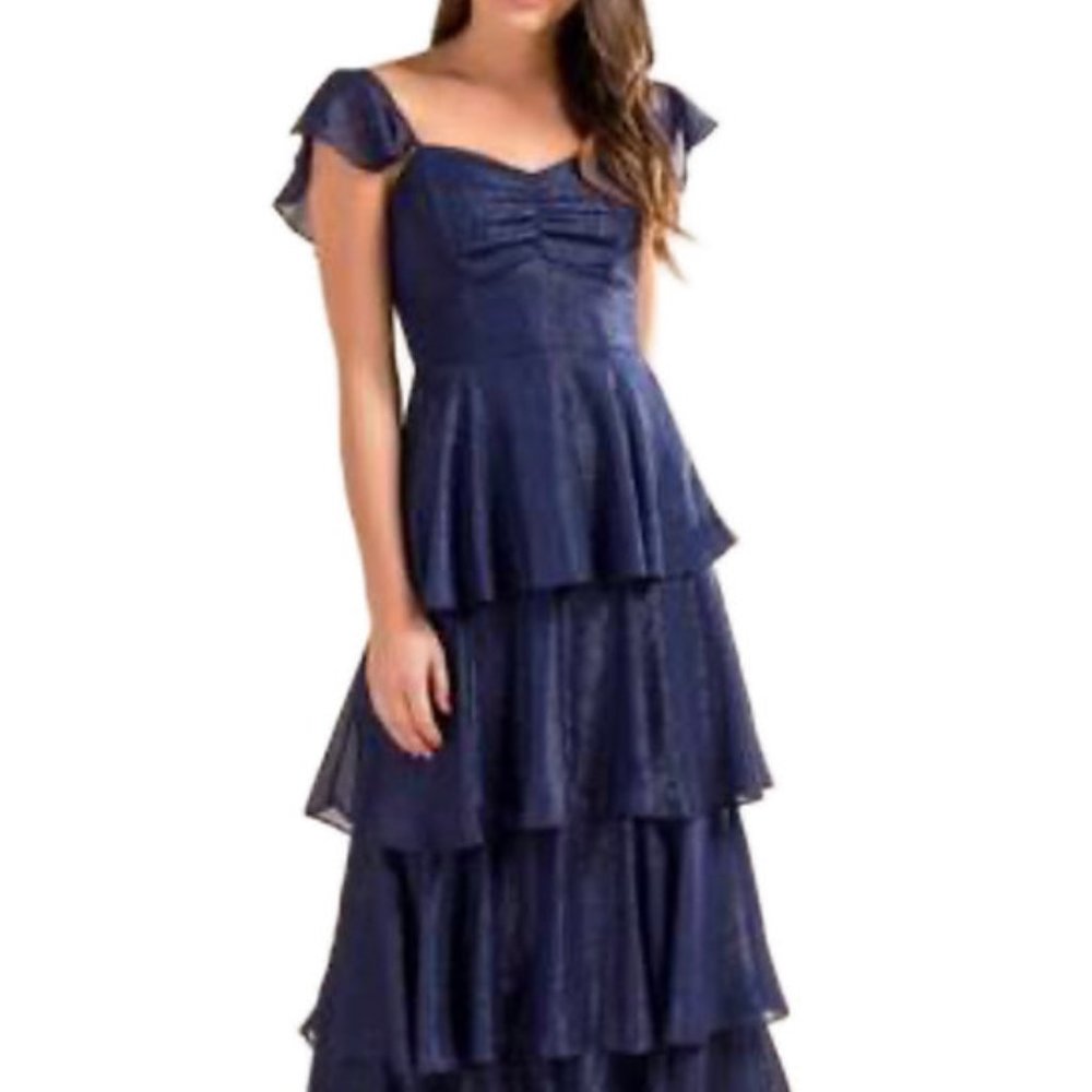 Tiered Navy Blue Formal Dress sz M